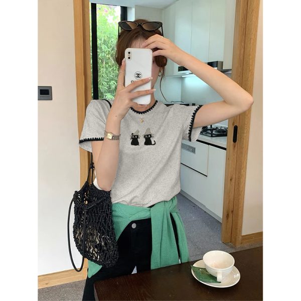 Short sleeve niche student tops Casual loose T-shirt
